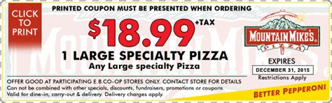 Mountain mike's pizza coupons 2023 printable. Things To Know About Mountain mike's pizza coupons 2023 printable. 
